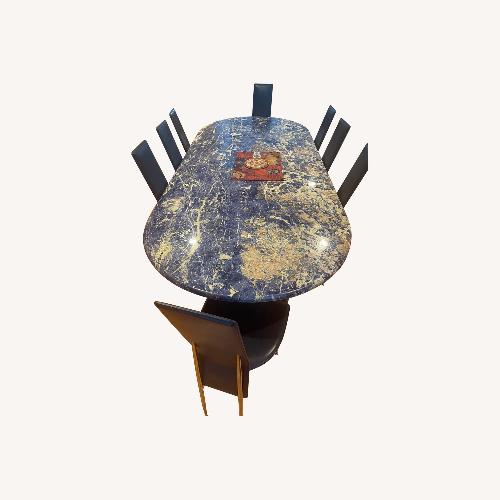 Used Brazilian Azul Granite Dining Set w 8 Chairs  for sale on AptDeco