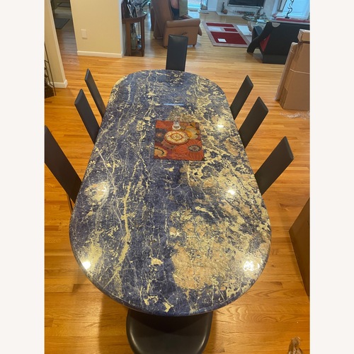 Used Brazilian Azul Granite Dining Set w 8 Chairs  for sale on AptDeco