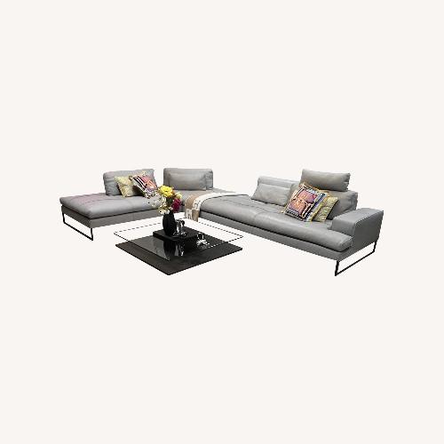 Used Metal Grey Leather Gamma Sunset Sectional for sale on AptDeco
