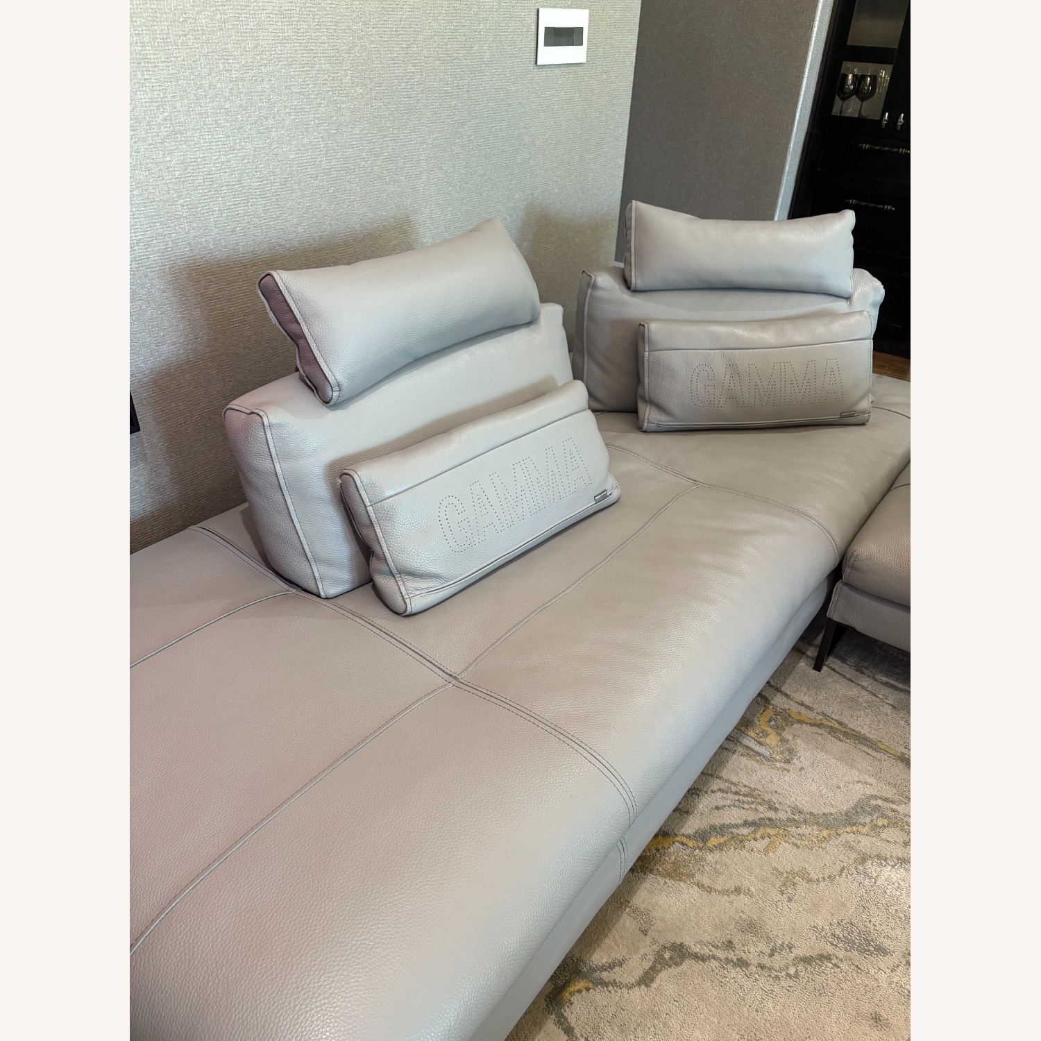Metal Grey Leather Gamma Sunset Sectional - image-3
