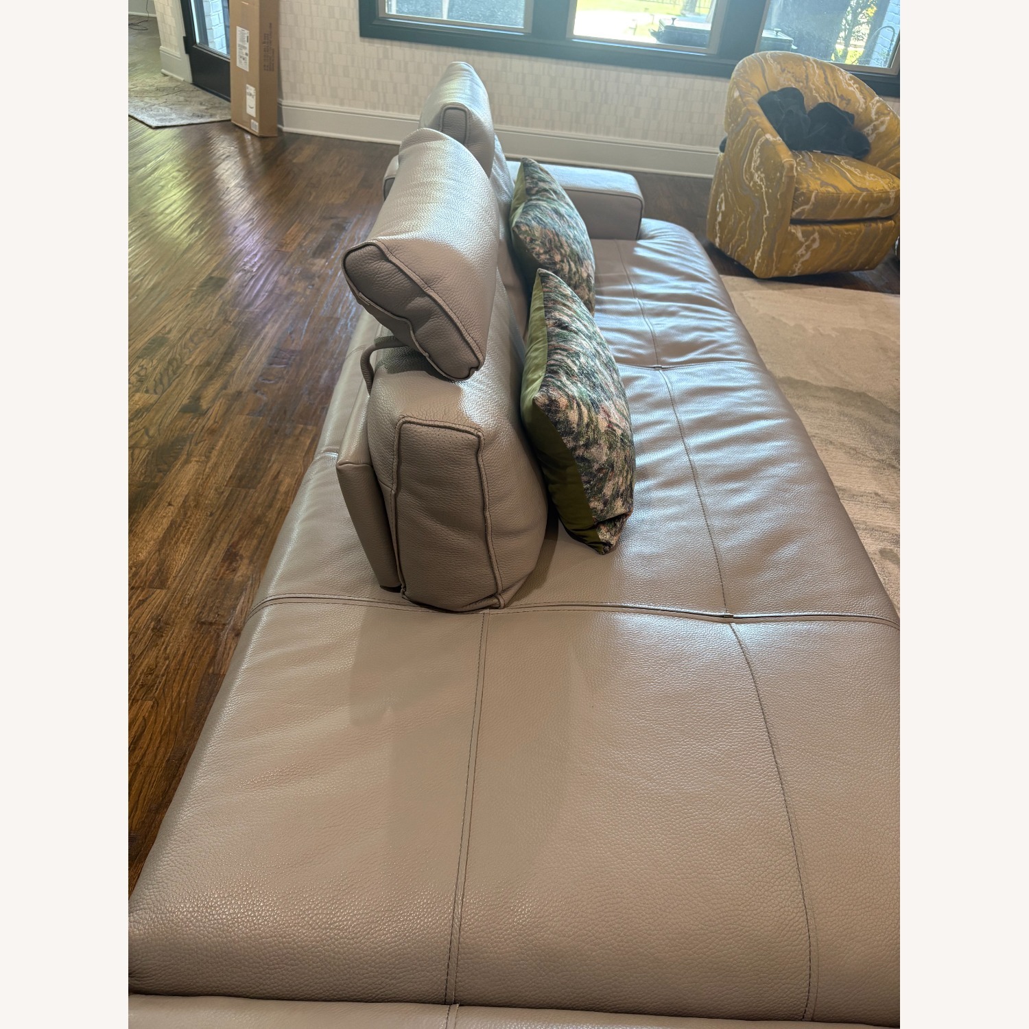 Metal Grey Leather Gamma Sunset Sectional - image-8