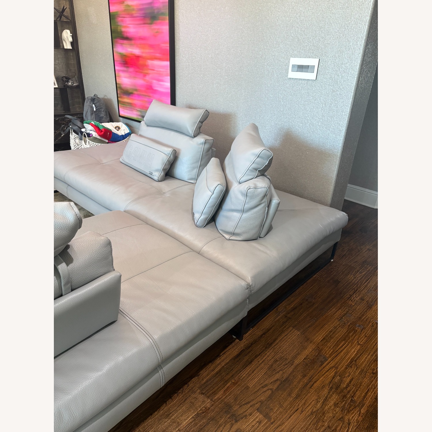 Metal Grey Leather Gamma Sunset Sectional - image-4
