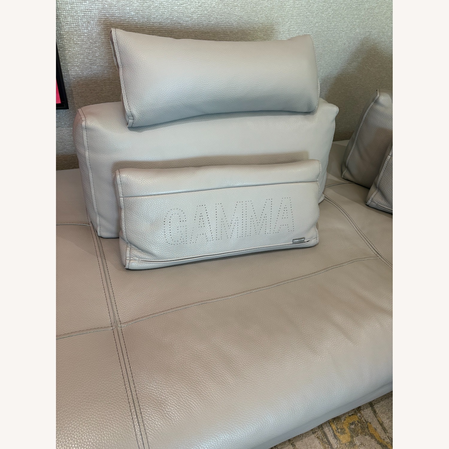 Metal Grey Leather Gamma Sunset Sectional - image-9