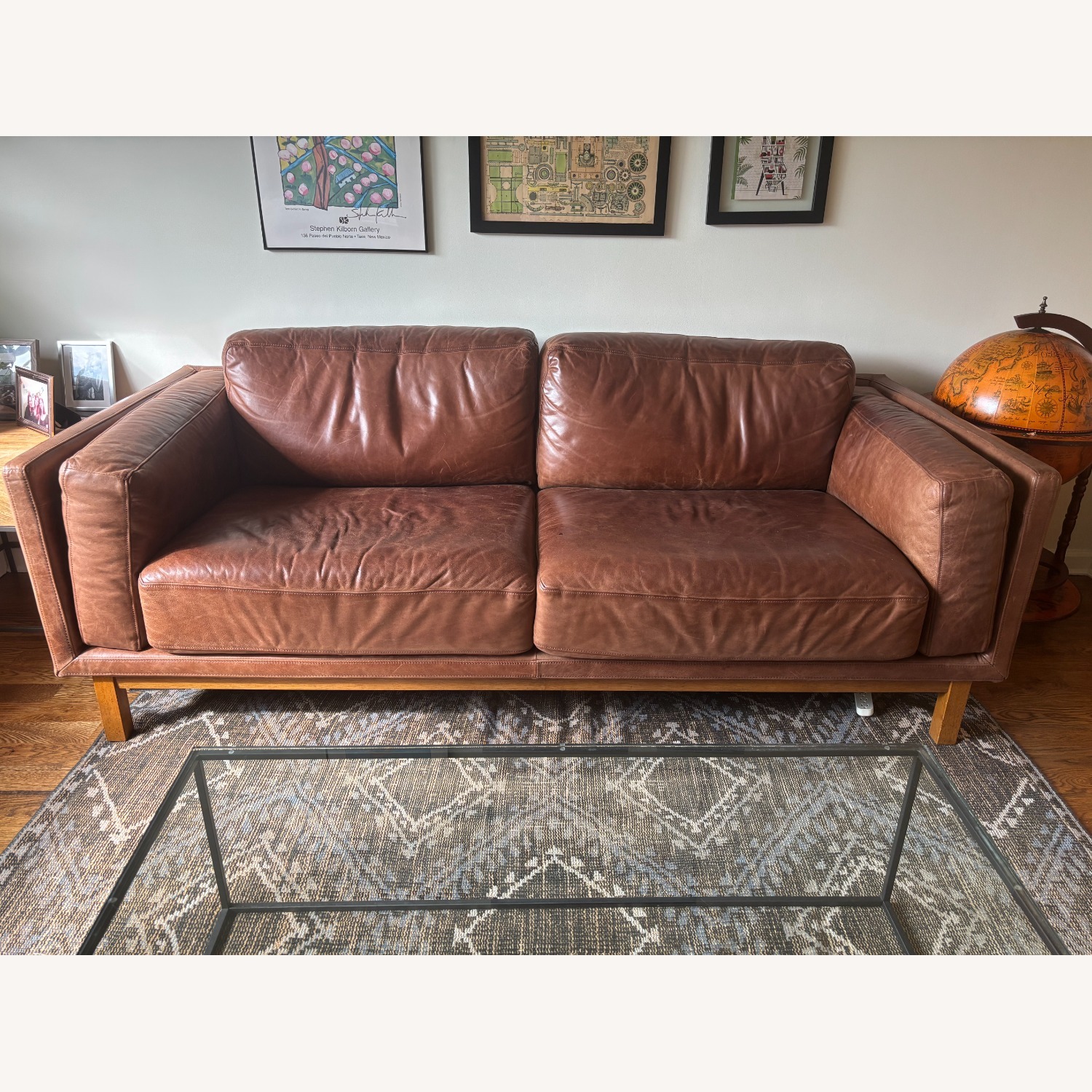 West Elm Dekalb Leather Sofa in Molasses - image-1