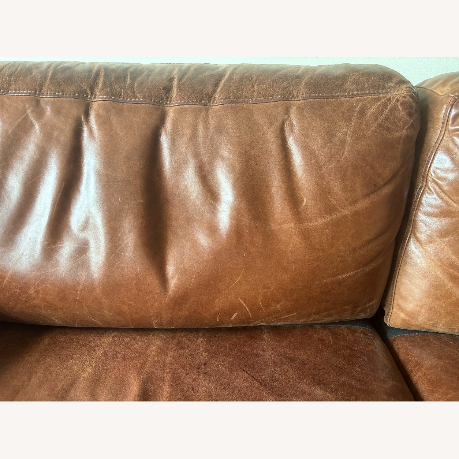 West Elm Dekalb Leather Sofa in Molasses - image-3