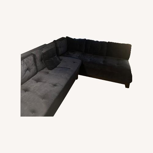 Used ABC Home Dark Blue Velvet 2 Piece Sofa  for sale on AptDeco