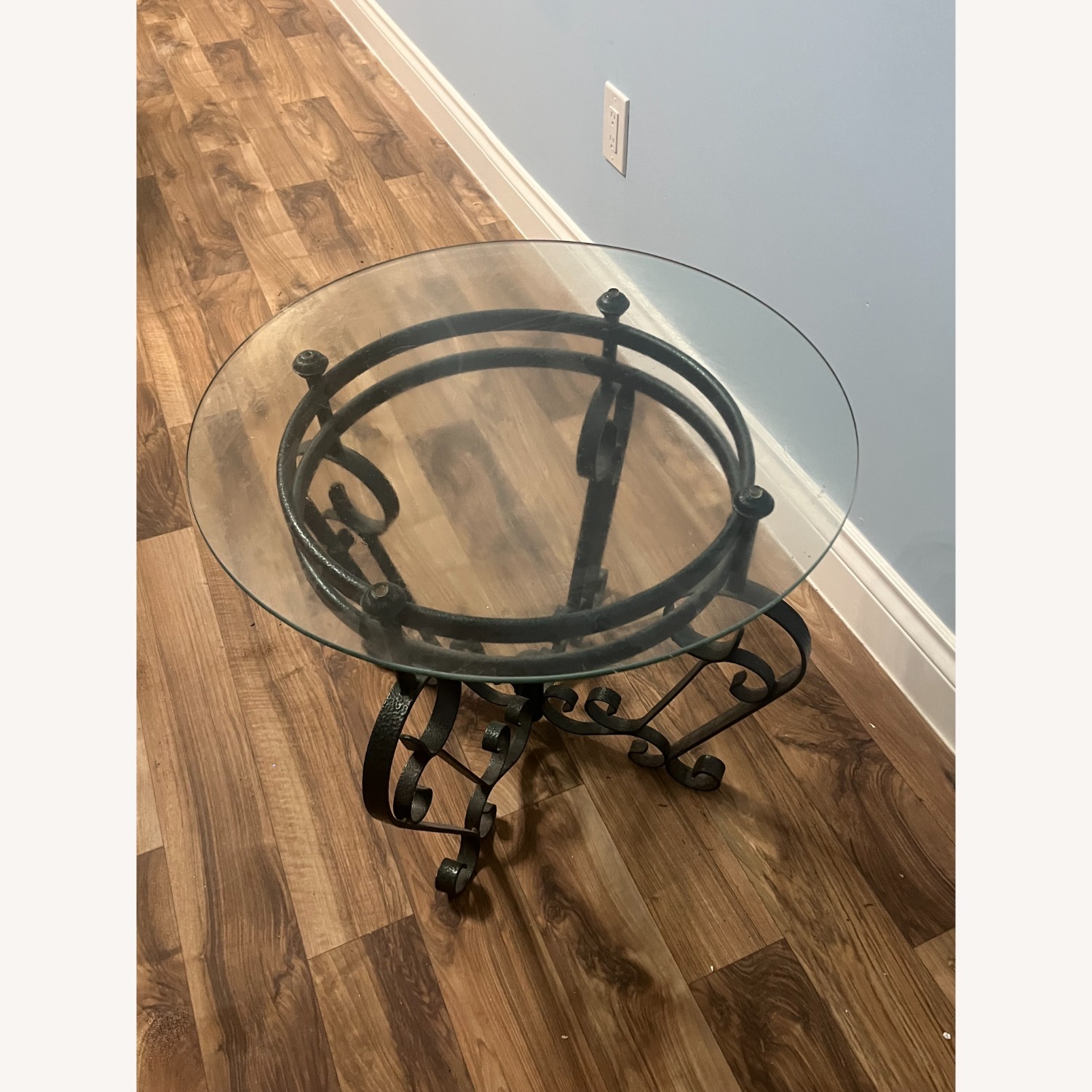 Vintage Black Round Glass End Table - image-3