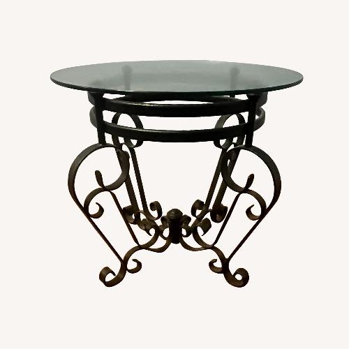 Used Vintage Black Round Glass End Table for sale on AptDeco