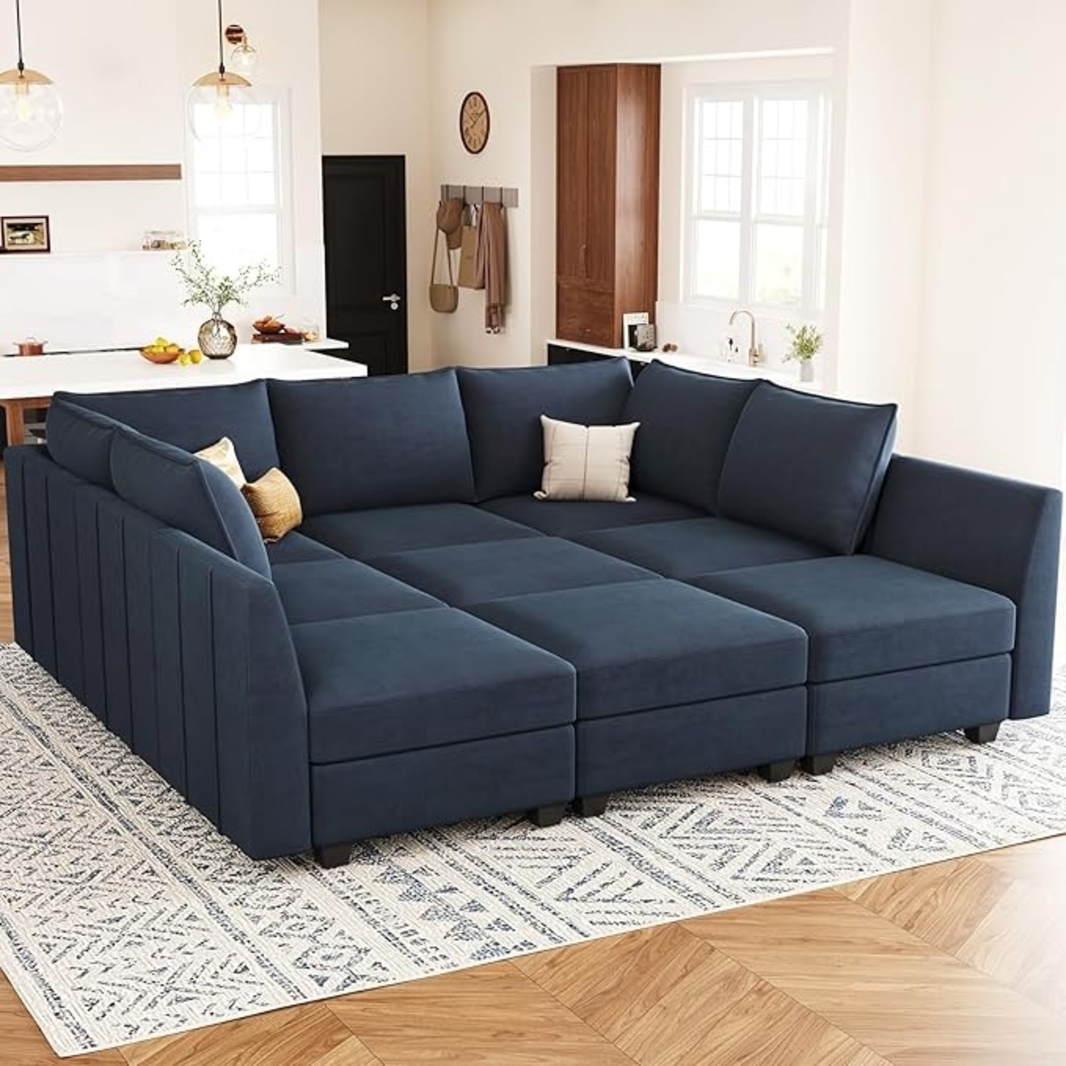 Amazon  Belffin 9 Seat Modular Sofa Bed for Living Room Blue - image-5
