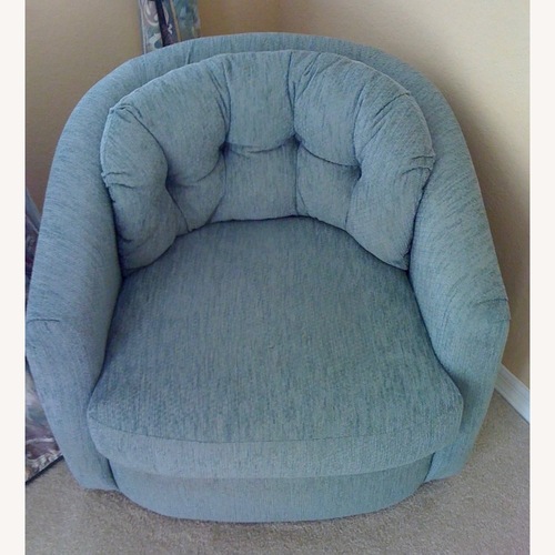 Used Seafoam Green Upholstered Swivel Accent Chairs for sale on AptDeco