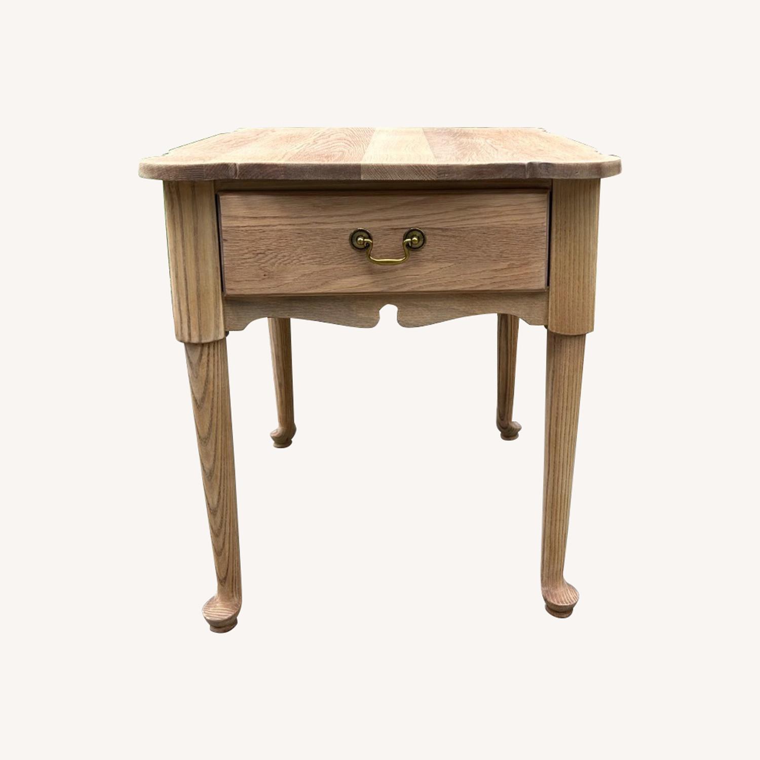 Vintage Solid Oak End Table - AptDeco