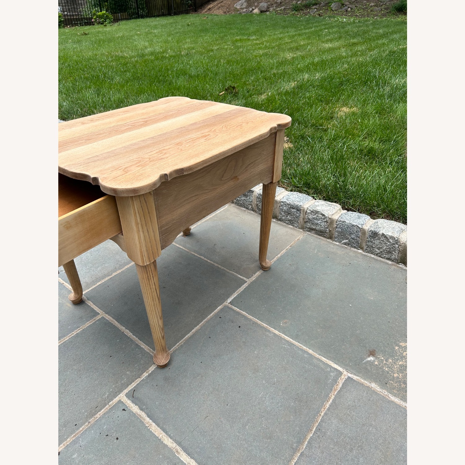 Vintage Solid Oak End Table - AptDeco