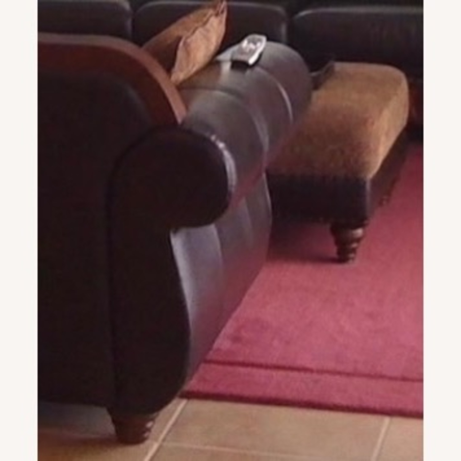 Dark Brown Leather Camel Back Loveseat - image-2