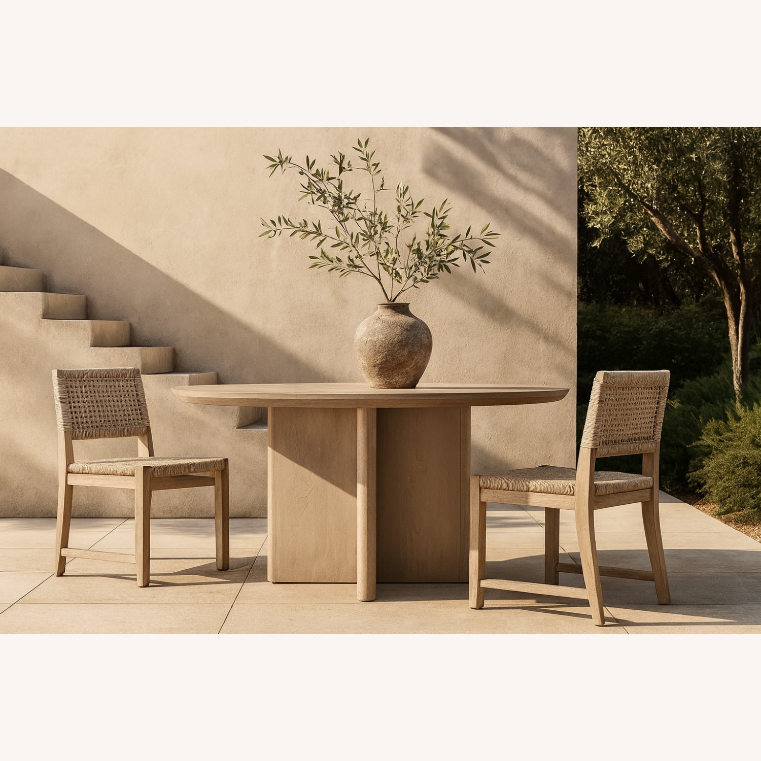 RH Balmain Round Teak Dining Table – 48" Weathered - image-0