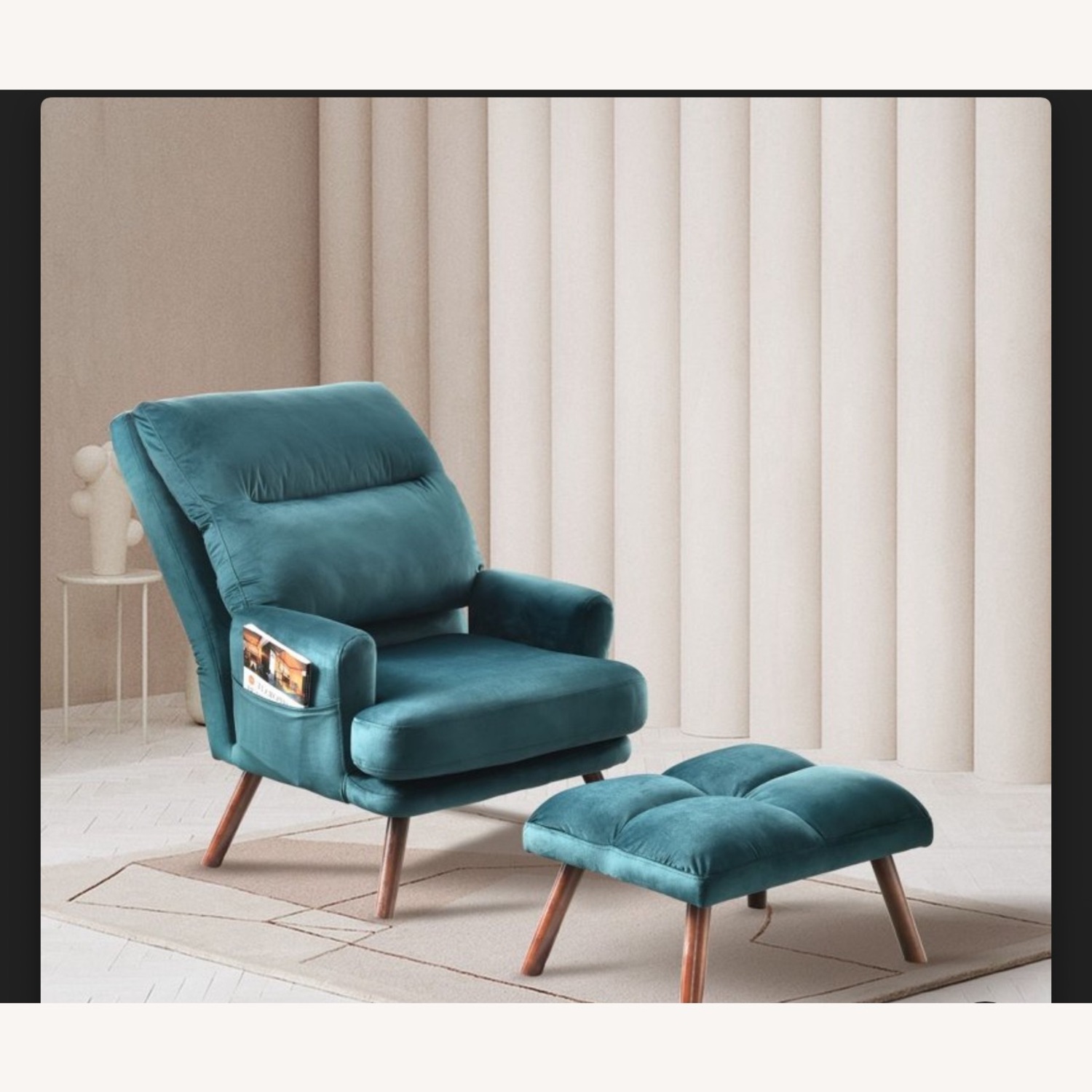 Teal Accent Chair and Ottoman - image-3