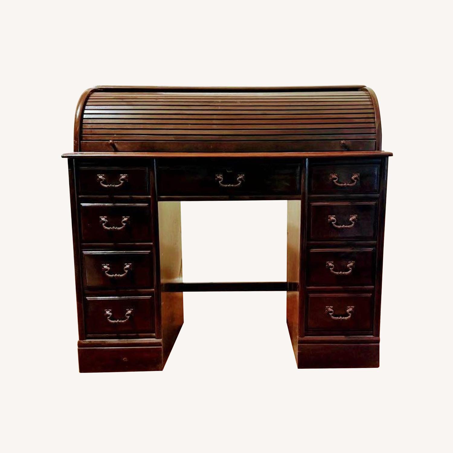 Refurbished Vintage Roll Top Wooden Desk - image-0