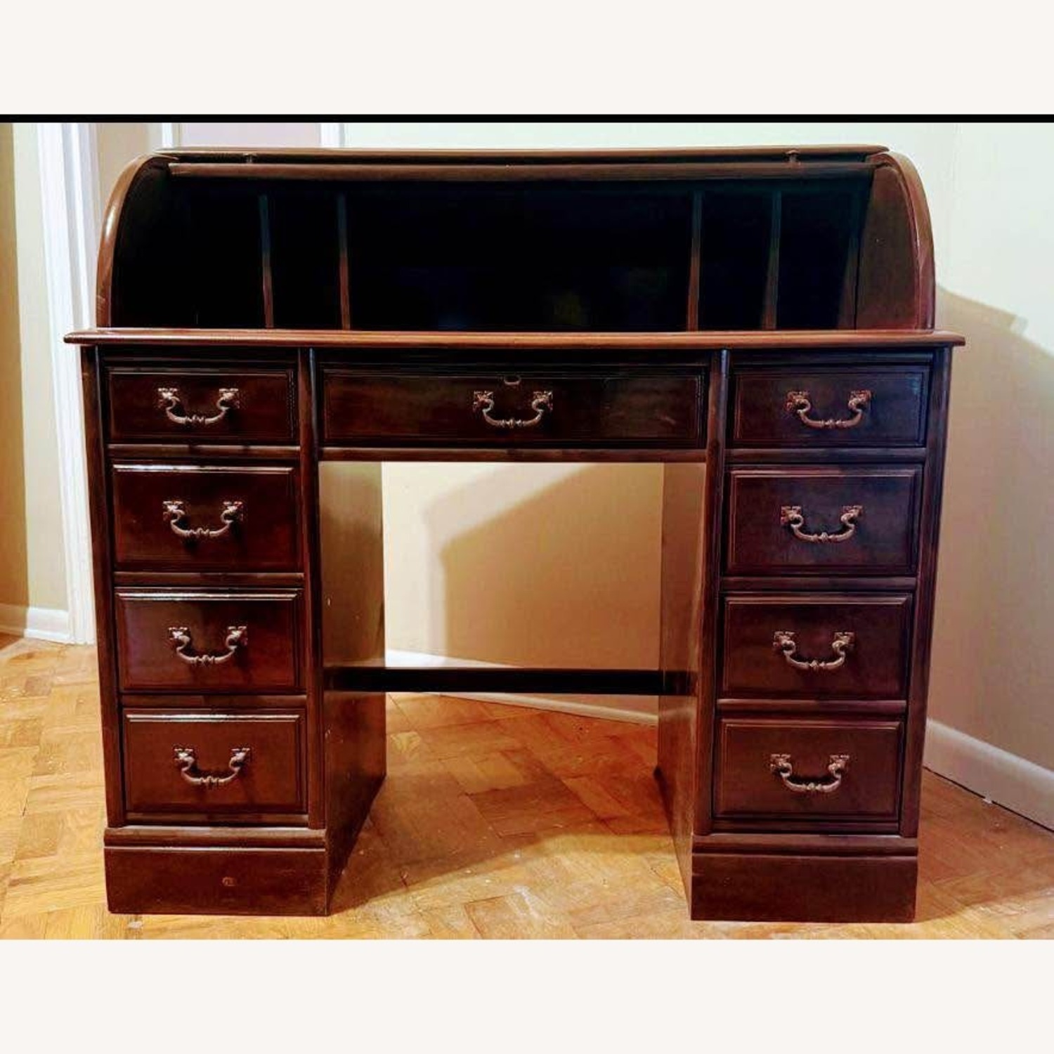 Refurbished Vintage Roll Top Wooden Desk - image-2