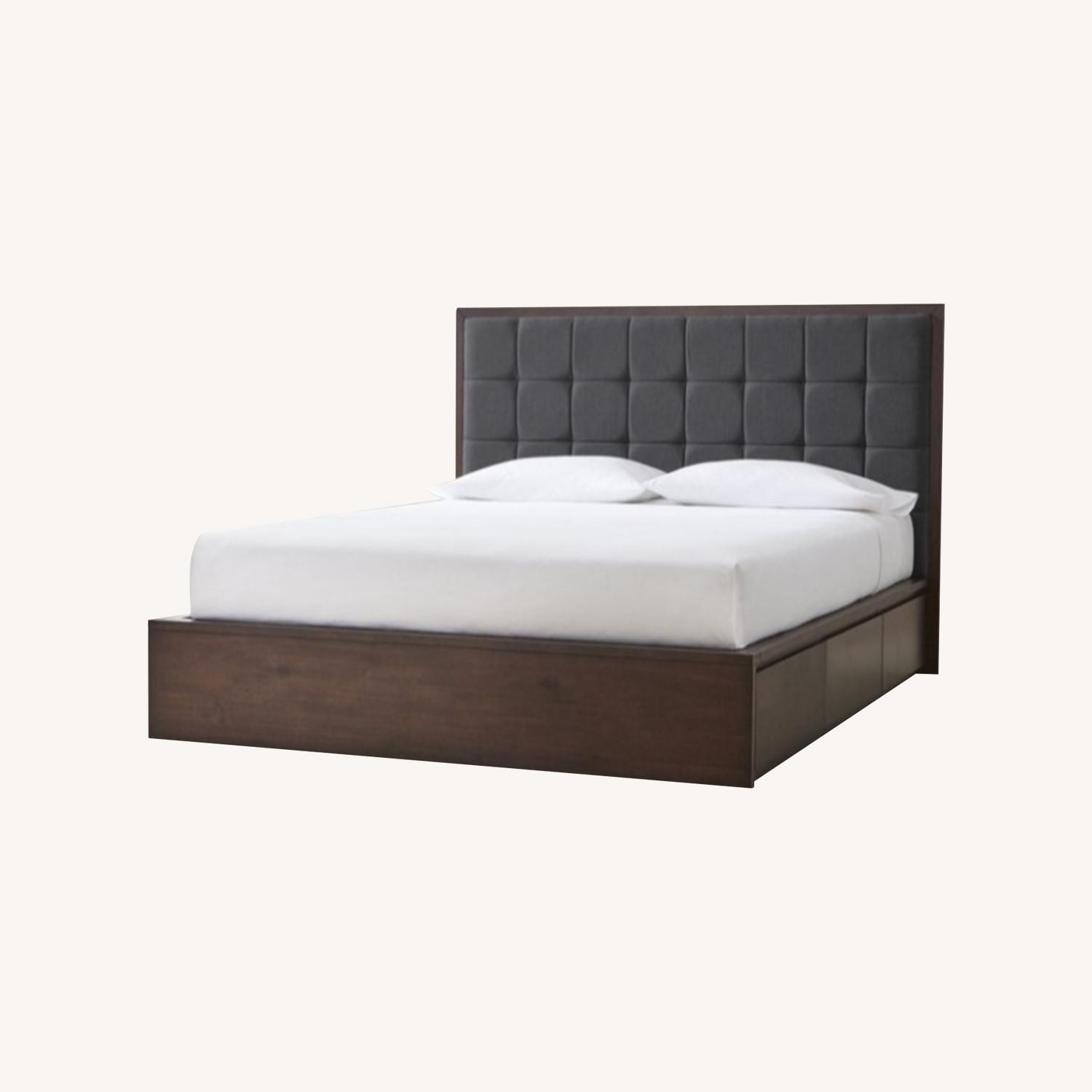 Crate and Barrel Hayden Smoke Queen Storage Bed - image-0