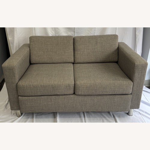 Used Pacific Loveseat In Cement Gray Fabric for sale on AptDeco