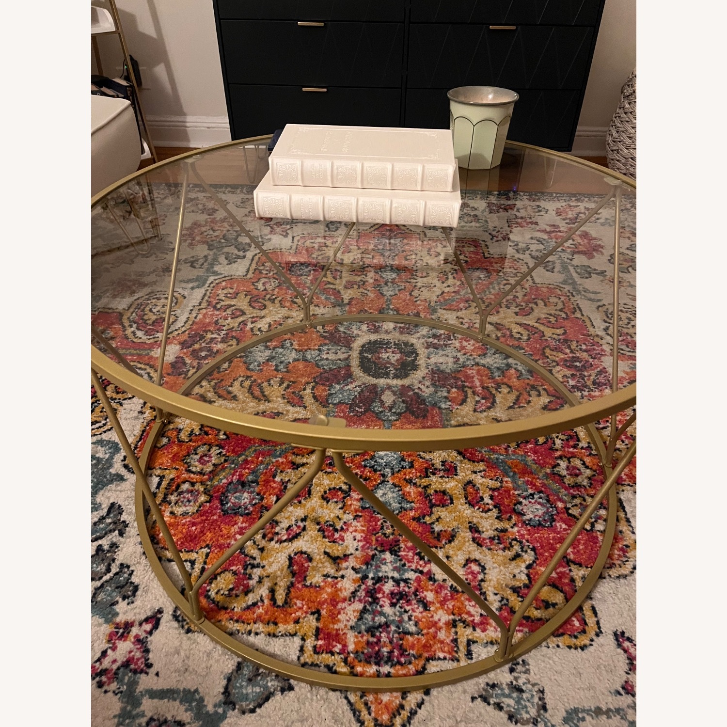 Wayfair Doynton Gold Metal Coffee Table with Glass Top - image-4