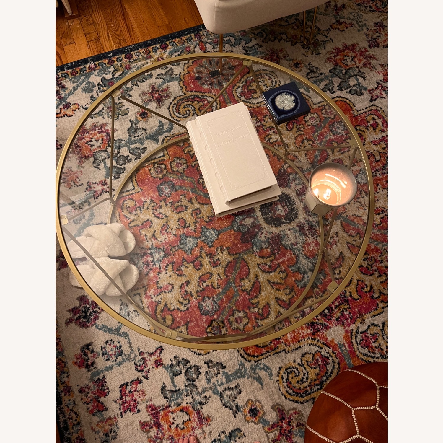 Wayfair Doynton Gold Metal Coffee Table with Glass Top - image-1