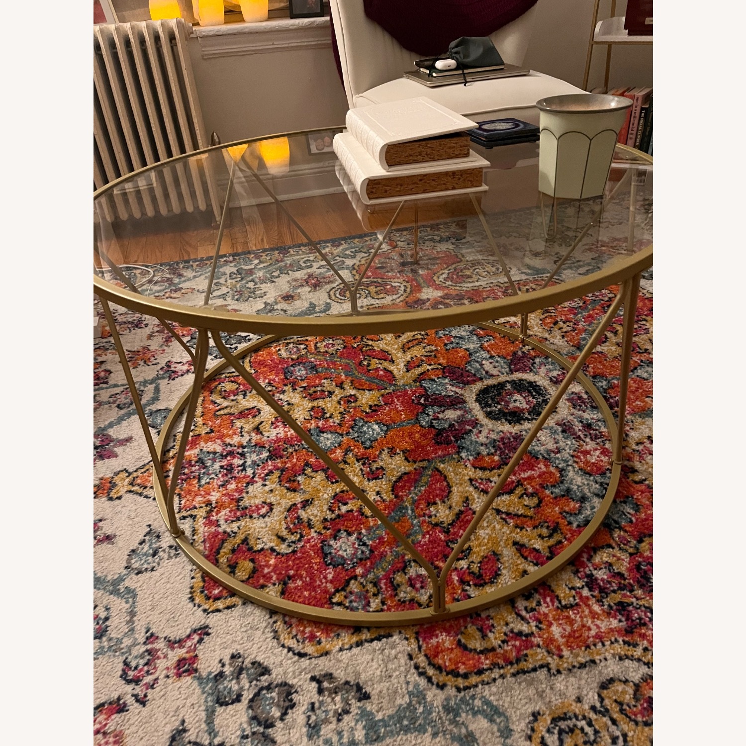 Wayfair Doynton Gold Metal Coffee Table with Glass Top - image-3