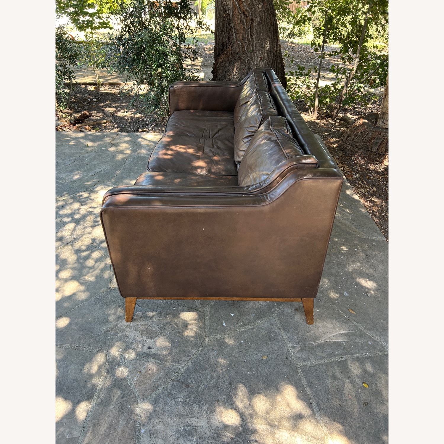 Worthington Leather Sofa  Mid Century Style Sofa - image-3