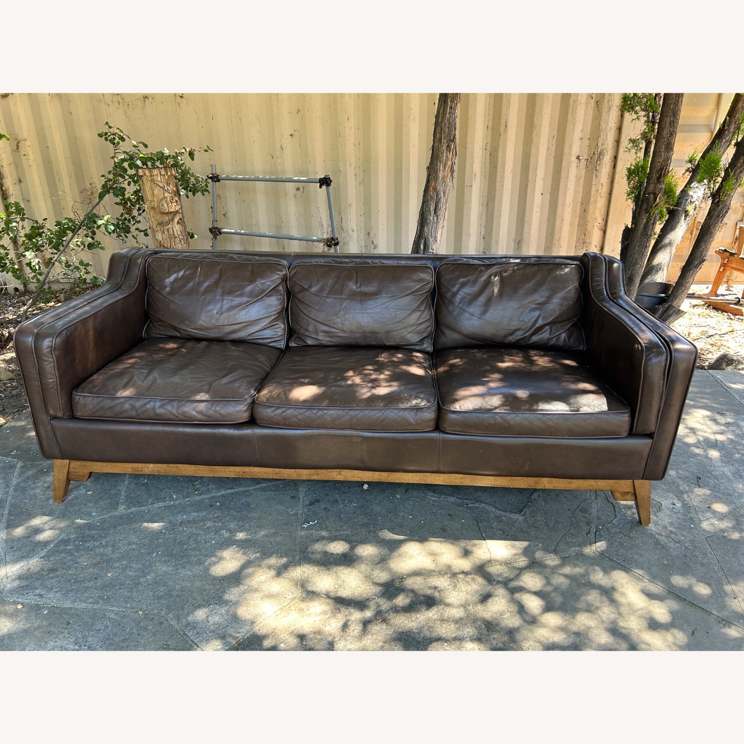 Worthington Leather Sofa  Mid Century Style Sofa - image-1