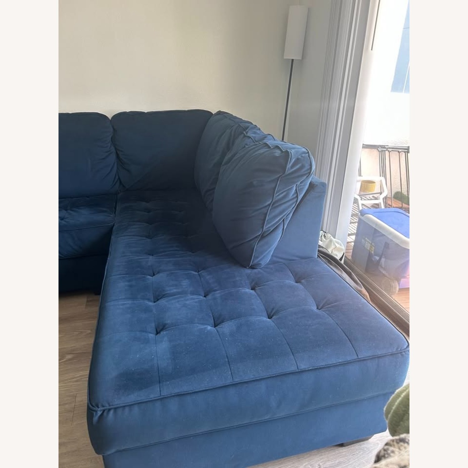 110' Sofa Blue with Side Extension - image-5