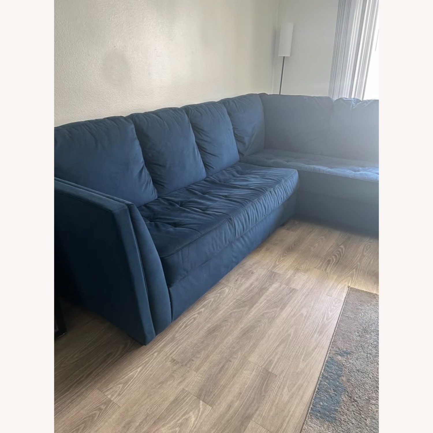 110' Sofa Blue with Side Extension - image-2