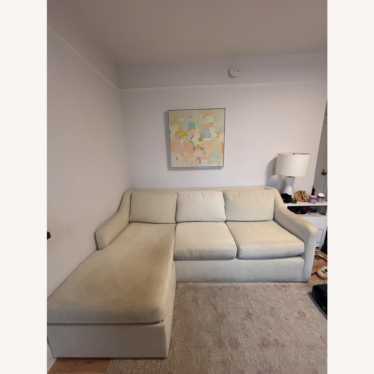 Crate & Barrel Sectional White Couch - image-1