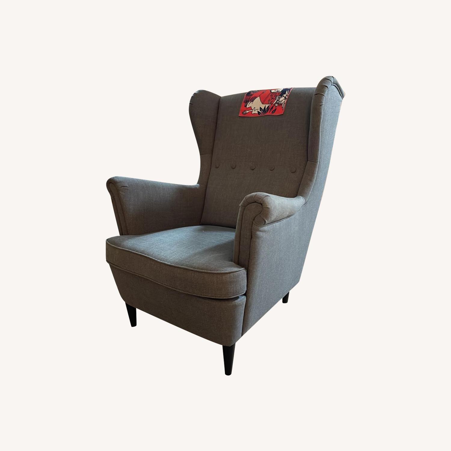 IKEA STRANDMON Wing Chair Nordvalla Dark Gray - image-0