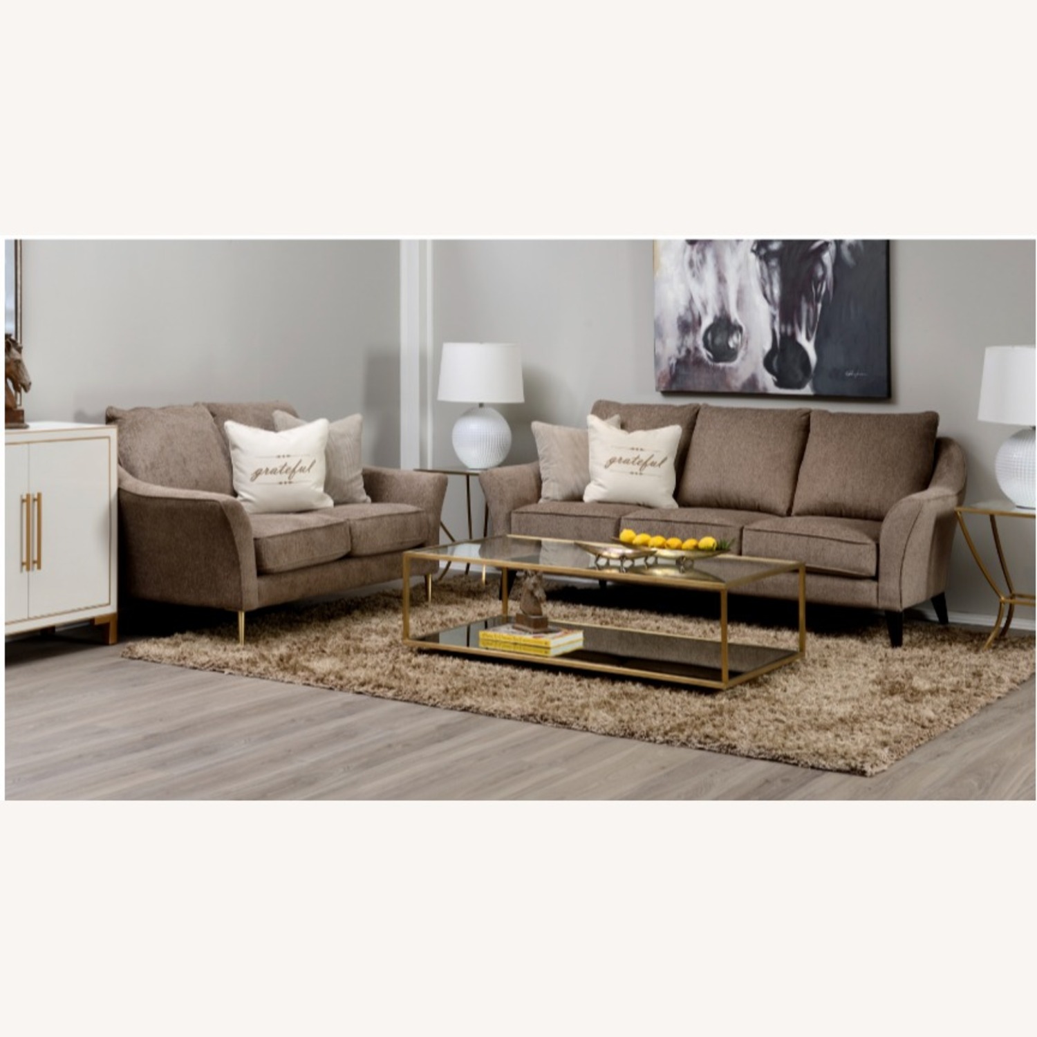 Navy Textured Velvet Couch - image-5