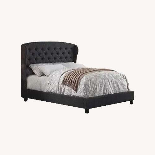 Used Upholstered Velvet King Bed with Nailheads  for sale on AptDeco