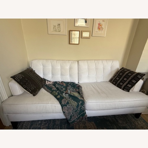 Used Living Spaces White Couch with Washable Fabric for sale on AptDeco