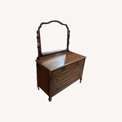 Used Antique 5-Drawer w Mirror On Casters Dresser for sale on AptDeco