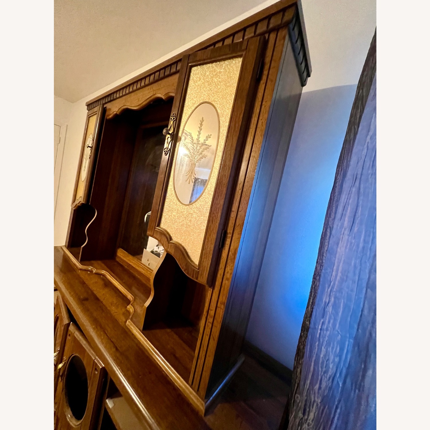 Vintage/Antique Dark Brown Wood Dresser W Mirror - image-11