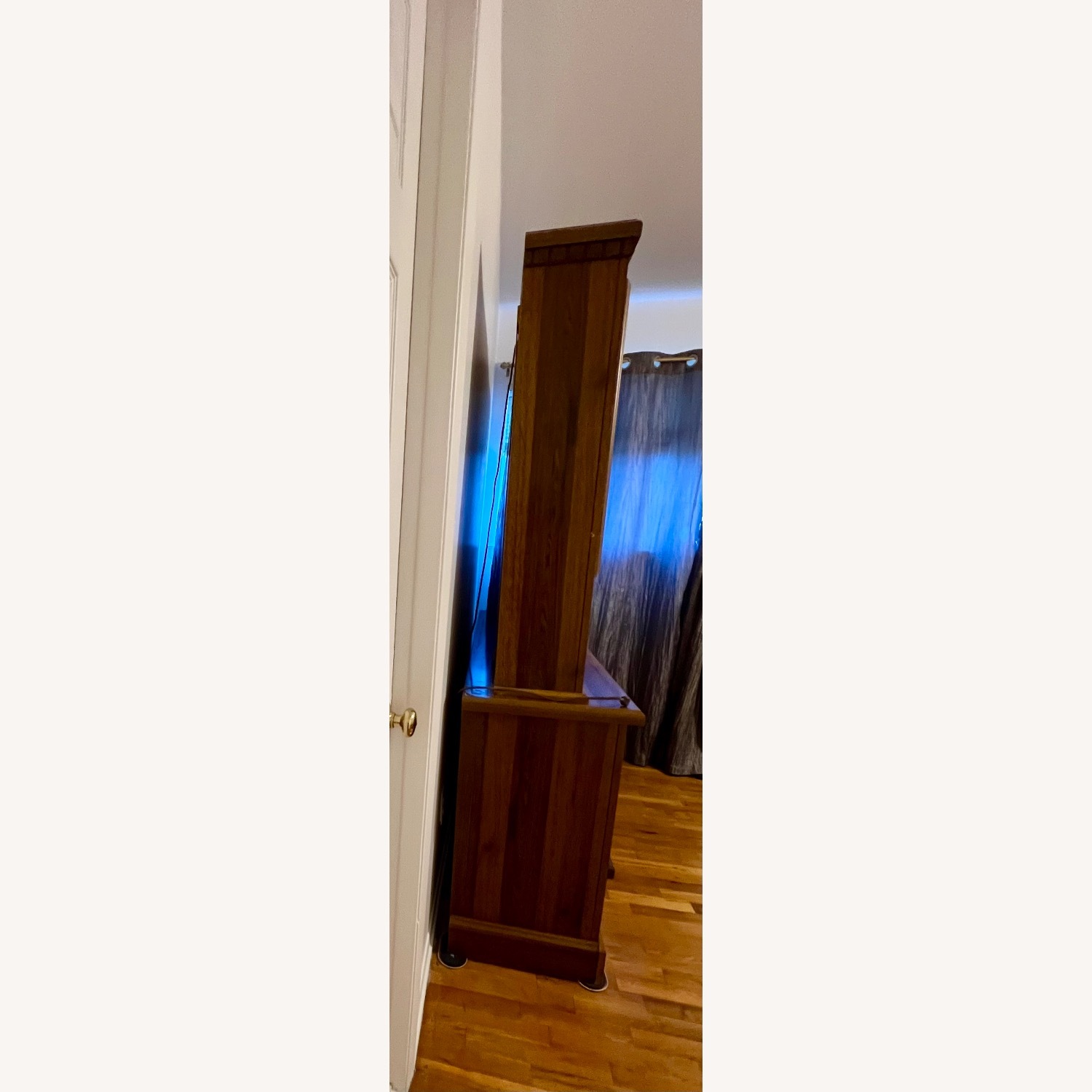 Vintage/Antique Dark Brown Wood Dresser W Mirror - image-7