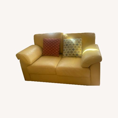 Used Yellow Italian Leather Loveseat for sale on AptDeco