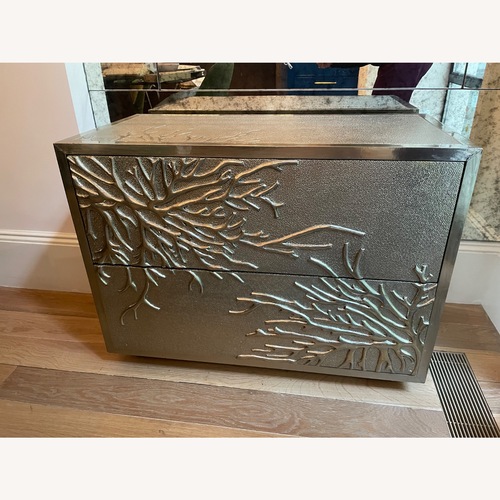 Used Pair Silver Chest Drawer Flower Burst for sale on AptDeco