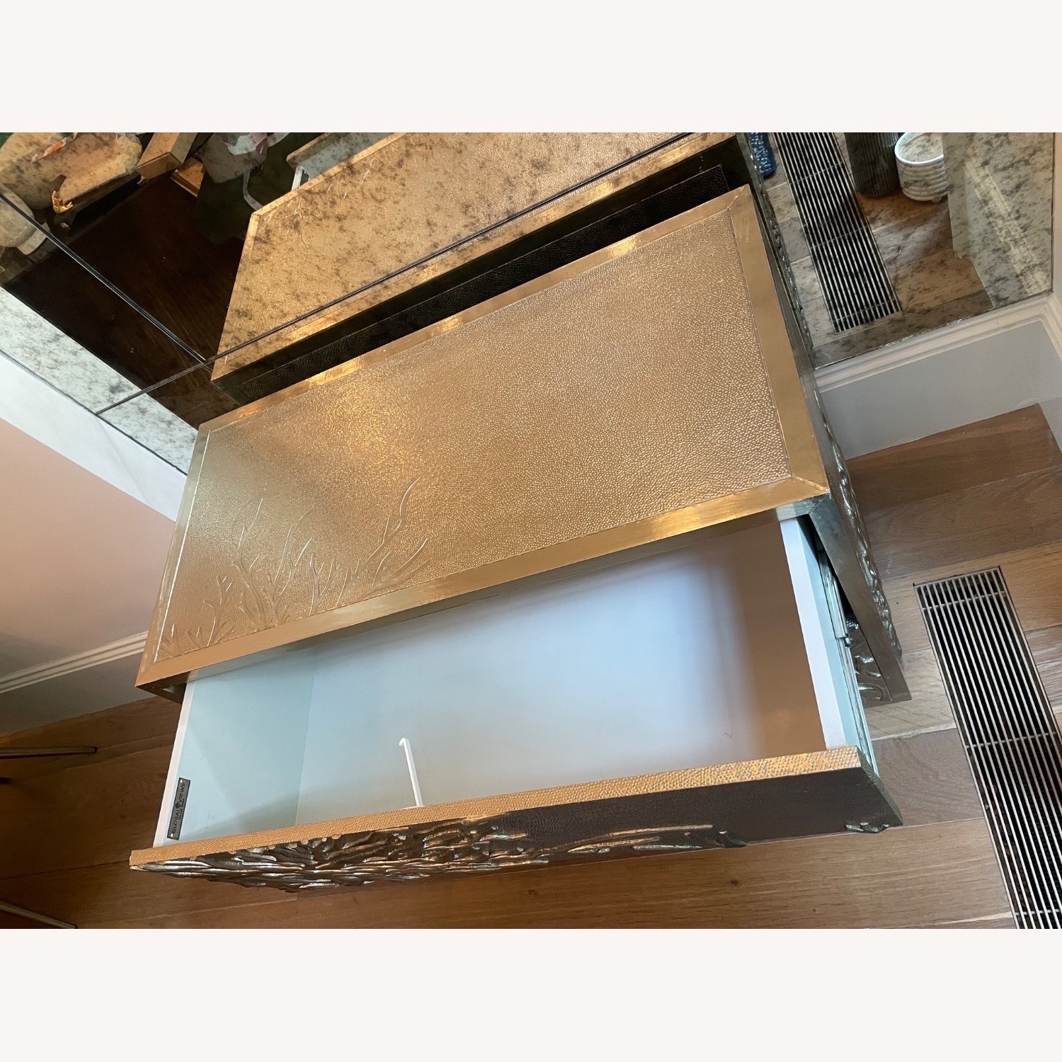 Pair Silver Chest Drawer Flower Burst - image-13