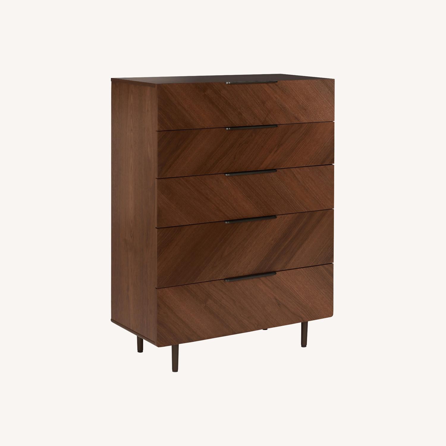 Nera Tall Walnut Wood Dresser - 5 Drawers - image-0