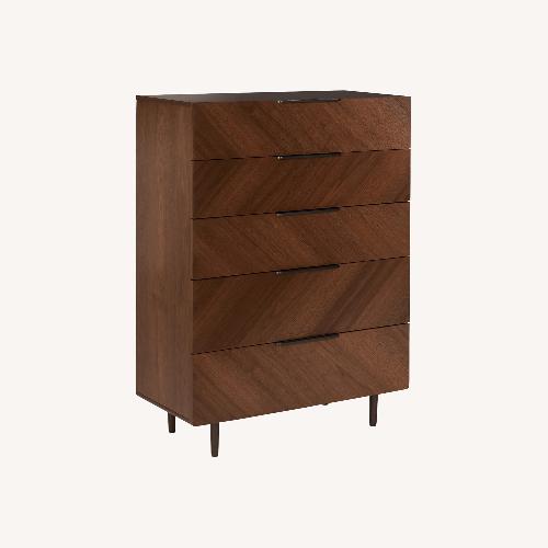 Used Nera Tall Walnut Wood Dresser - 5 Drawers for sale on AptDeco