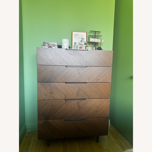 Used Nera Tall Walnut Wood Dresser - 5 Drawers for sale on AptDeco