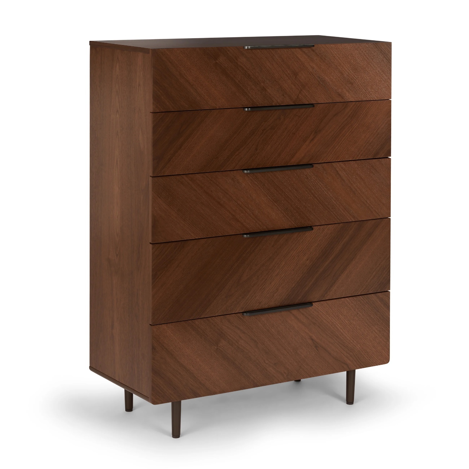 Nera Tall Walnut Wood Dresser - 5 Drawers - image-5