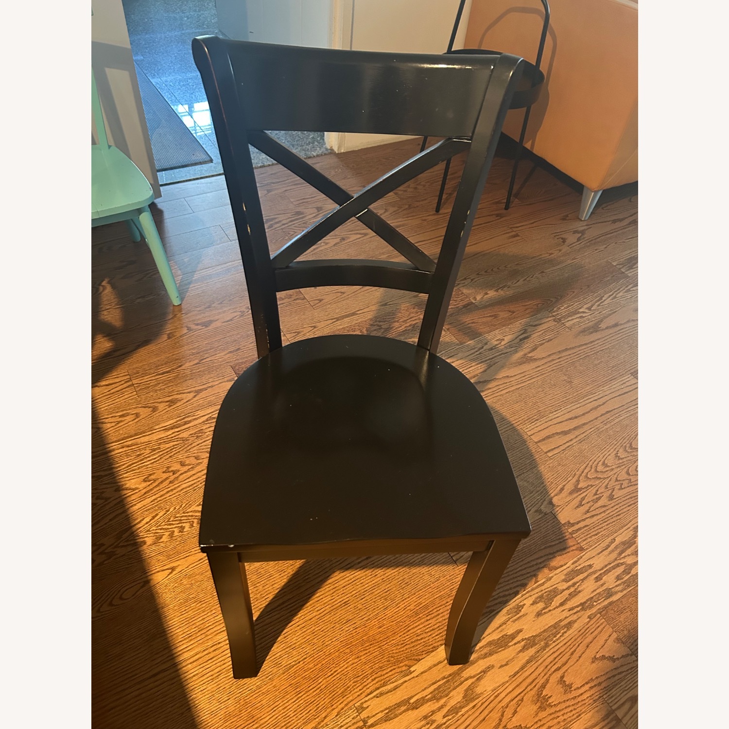Crate & Barrel Vintner Black Wood Dining Chairs - image-3
