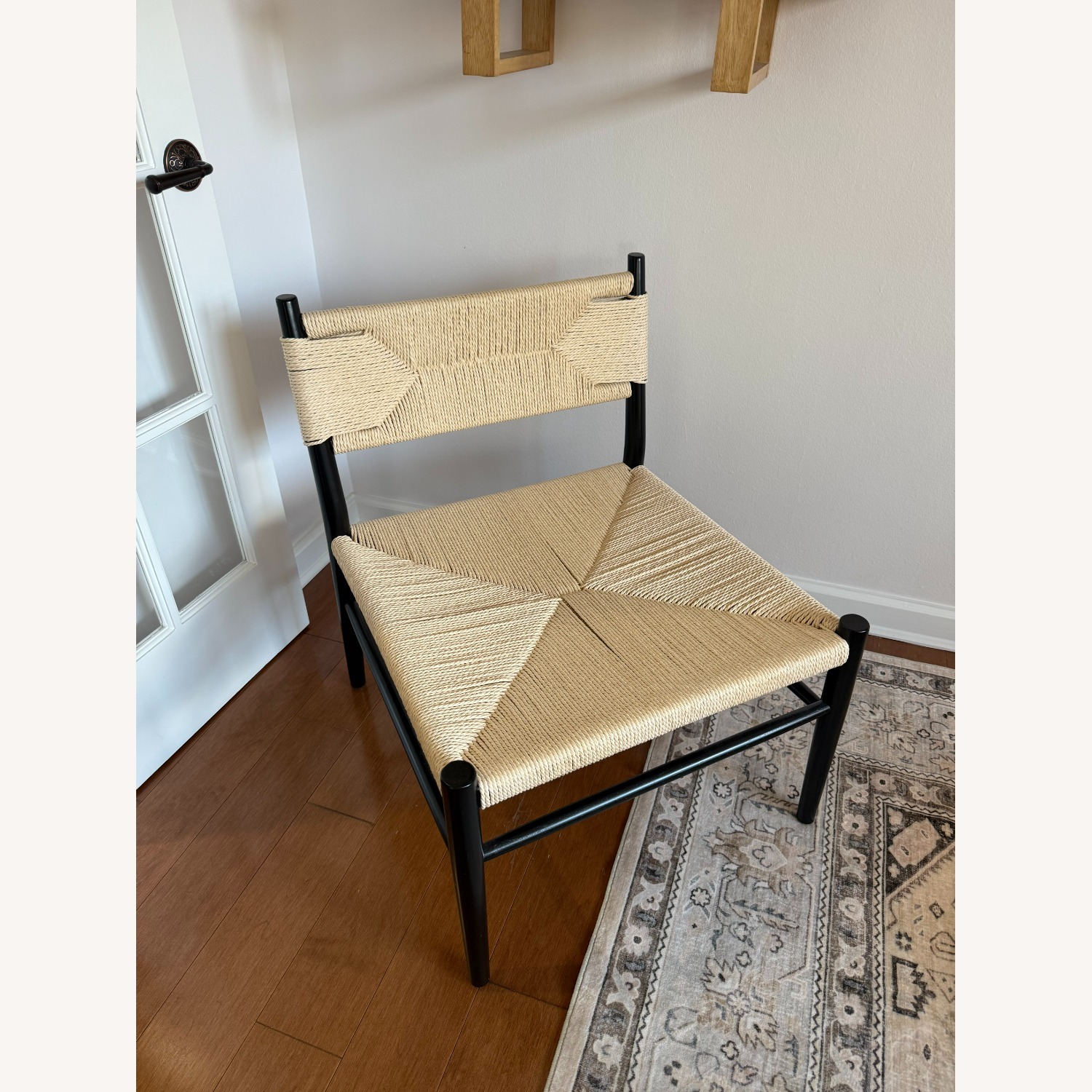 Poly and Bark Corden Weave Lounge Chair in Black - AptDeco