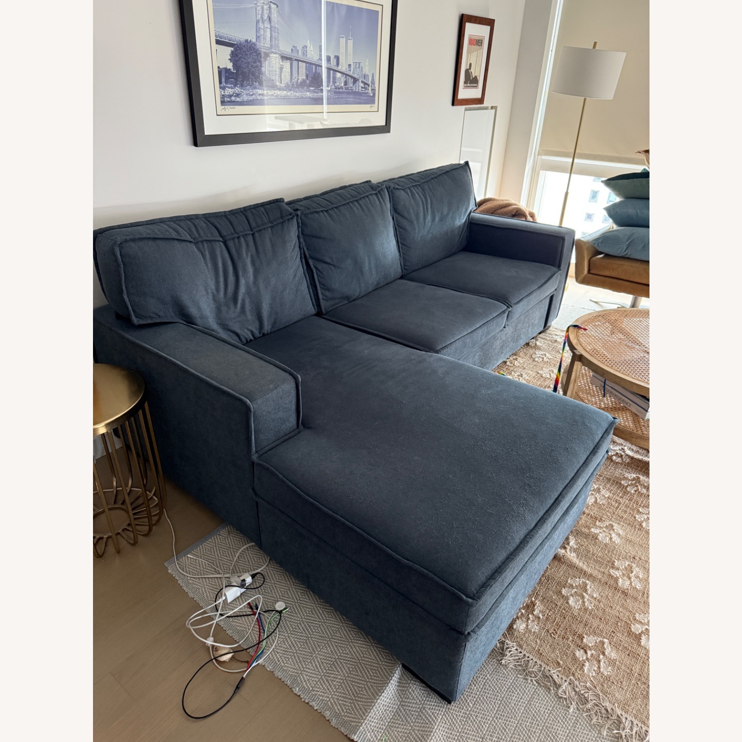 Bob's Discount Playmax Blue Chaise Sectional with Storage - image-1