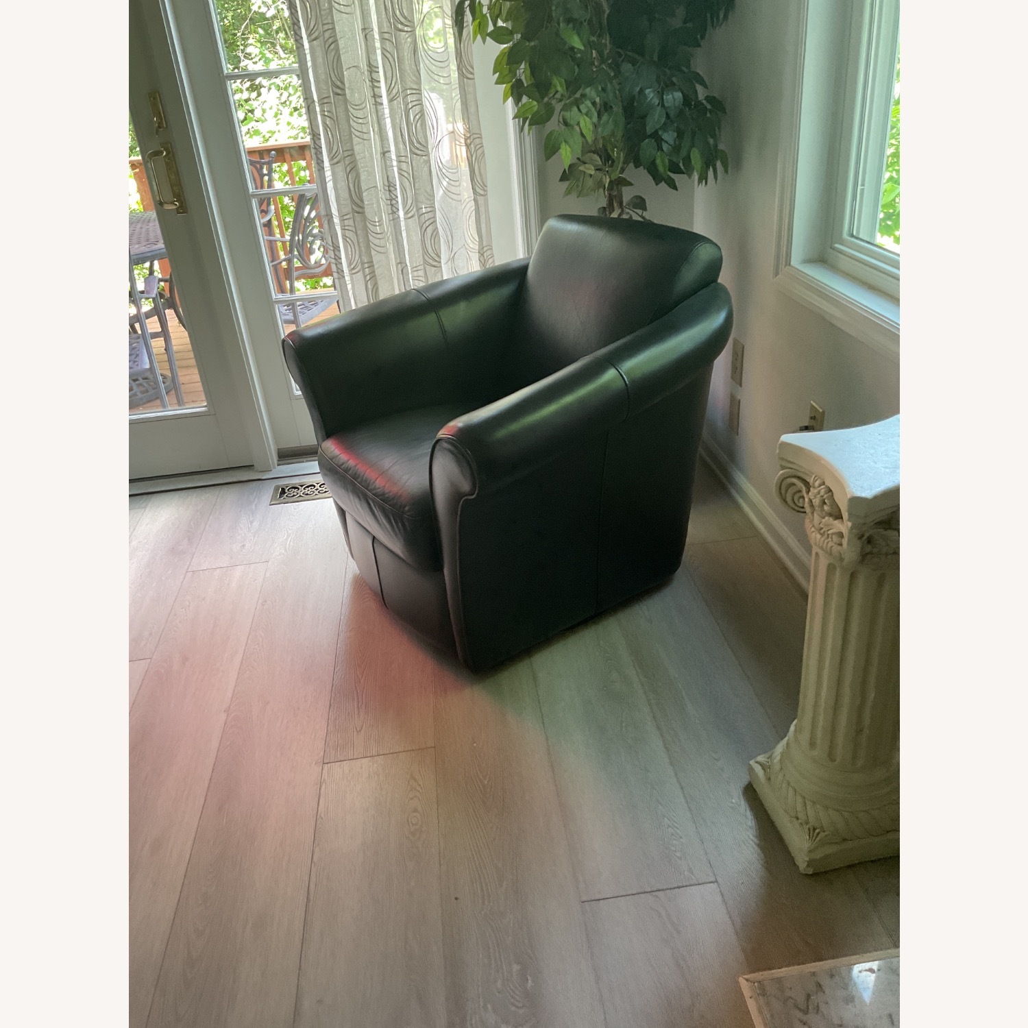 Bob's Discount Swivel Black Leather Chairs - image-2