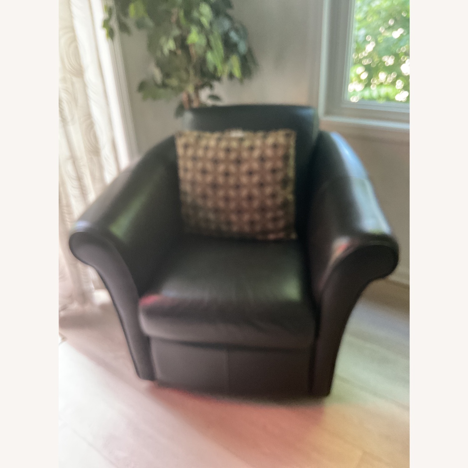 Bob's Discount Swivel Black Leather Chairs - image-1